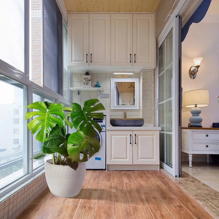 Set of 3 Ceramic Flowerpot, Modern Planter for Patio, Garden, Windowsill - Ancient White Default -DTYStore