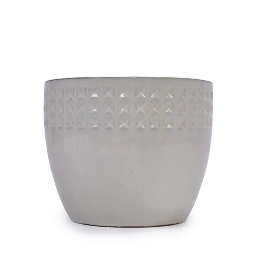 Set of 3 Ceramic Flowerpot, Modern Planter for Patio, Garden, Windowsill - Ancient White Default -DTYStore