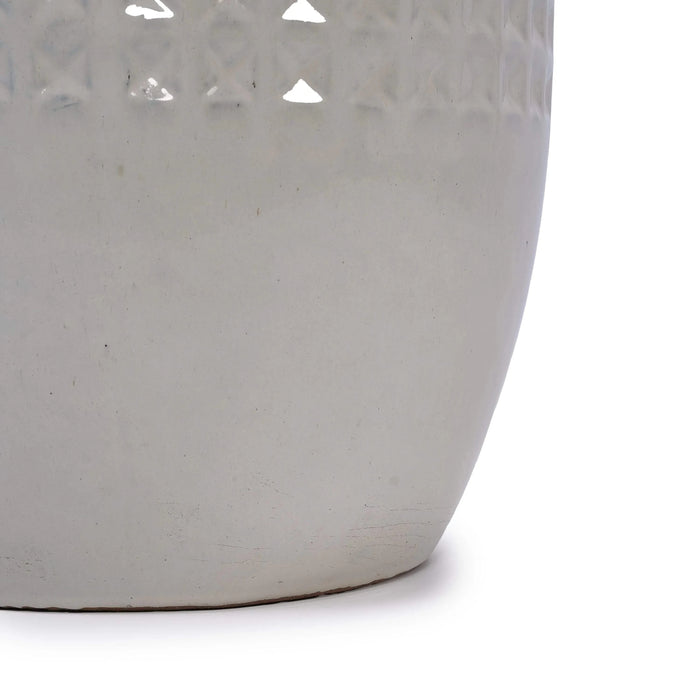 Set of 3 Ceramic Flowerpot, Modern Planter for Patio, Garden, Windowsill - Ancient White Default -DTYStore