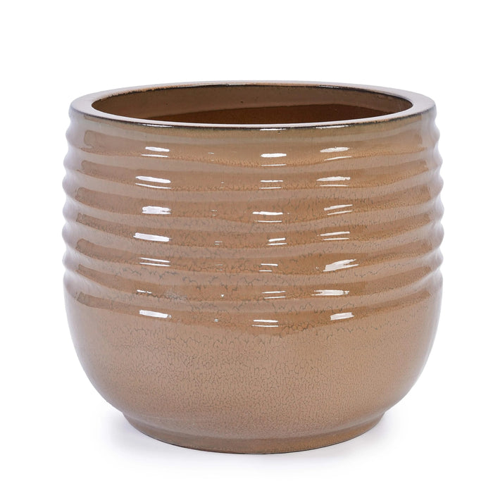 Set of 3 Ceramic Flowerpot, Modern Planter for Patio, Garden, Windowsill - Antique Bronze Default -DTYStore