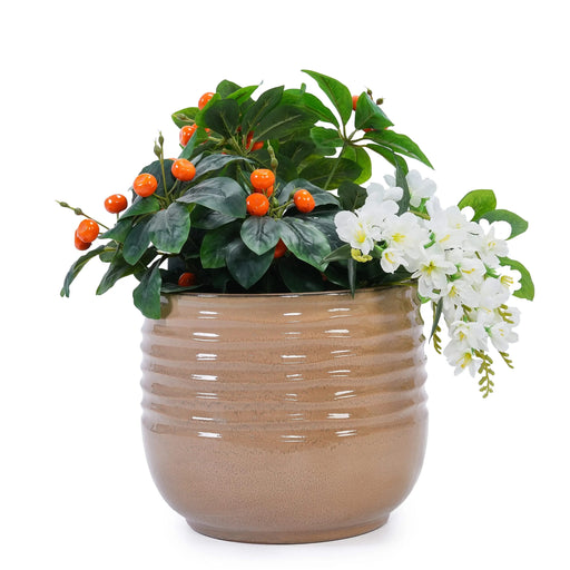 Set of 3 Ceramic Flowerpot, Modern Planter for Patio, Garden, Windowsill - Antique Bronze Default -DTYStore