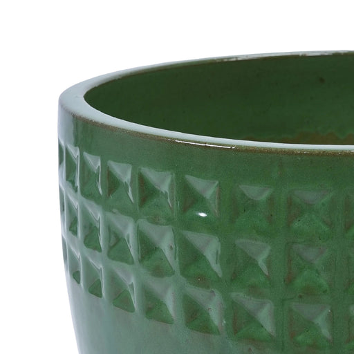 Set of 3 Ceramic Flowerpot, Modern Planter for Patio, Garden, Windowsill - Antique Green Default -DTYStore