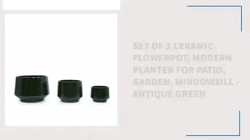 Set of 3 Ceramic Flowerpot, Modern Planter for Patio, Garden, Windowsill - Antique Green Default -DTYStore
