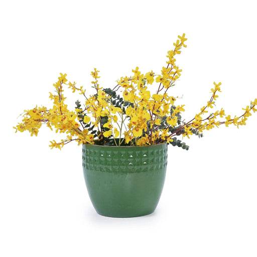 Set of 3 Ceramic Flowerpot, Modern Planter for Patio, Garden, Windowsill - Antique Green Default -DTYStore