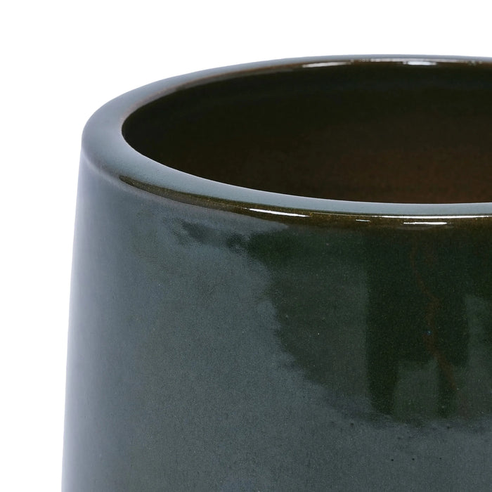 Set of 3 Ceramic Flowerpot, Modern Planter for Patio, Garden, Windowsill - Antique Green Default -DTYStore