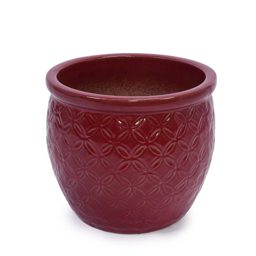 Set of 3 Ceramic Flowerpot, Modern Planter for Patio, Garden, Windowsill - Red Default -DTYStore