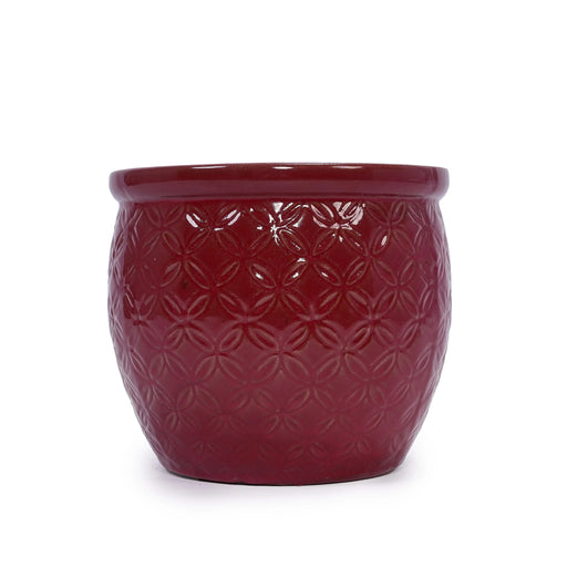 Set of 3 Ceramic Flowerpot, Modern Planter for Patio, Garden, Windowsill - Red Default -DTYStore