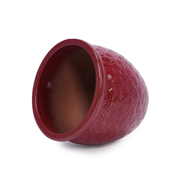 Set of 3 Ceramic Flowerpot, Modern Planter for Patio, Garden, Windowsill - Red Default -DTYStore