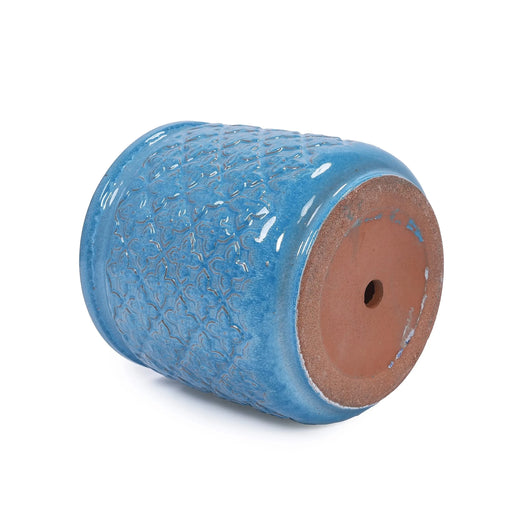 Set of 3 Flower Ceramic Flowerpot, Modern Planter for Patio, Garden, Windowsill - Antique Blue Default -DTYStore