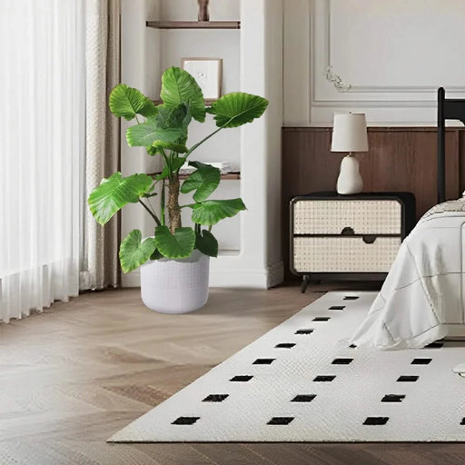 Set of 3 Grid Ceramic Flowerpot, Modern Planter for Patio, Garden, Windowsill - Ancient White Default -DTYStore