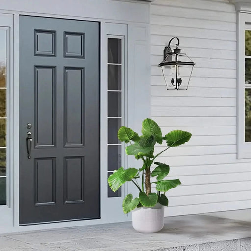 Set of 3 Grid Ceramic Flowerpot, Modern Planter for Patio, Garden, Windowsill - Ancient White Default -DTYStore