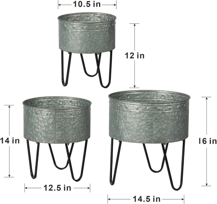 Set of 3 Huxley Metal Decorative Pots Default -DTYStore