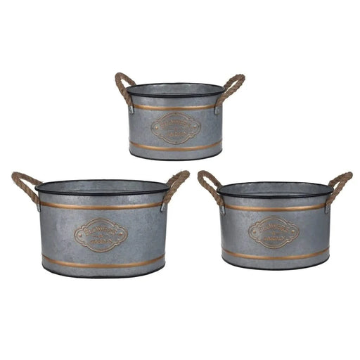 Set of 3 Huxley Metal Decorative Pots Default -DTYStore