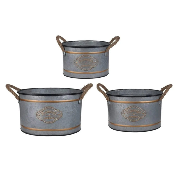 Set of 3 Huxley Metal Decorative Pots Default -DTYStore
