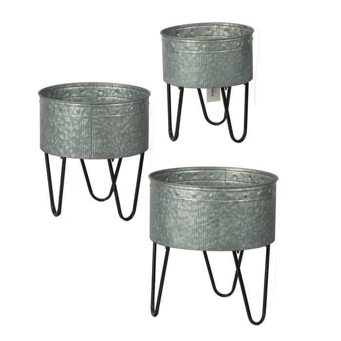 Set of 3 Huxley Metal Decorative Pots Default -DTYStore