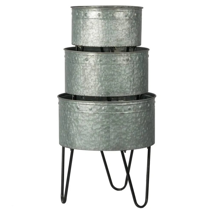 Set of 3 Huxley Metal Decorative Pots Default -DTYStore