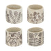 Set of 4 4.3x4.3x4' Gray Sand and Cement Planters with Brown Botanical Motifs Default -DTYStore