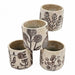Set of 4 4.3x4.3x4' Gray Sand and Cement Planters with Brown Botanical Motifs Default -DTYStore