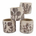 Set of 4 4.3x4.3x4' Gray Sand and Cement Planters with Brown Botanical Motifs Default -DTYStore