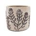Set of 4 4.3x4.3x4' Gray Sand and Cement Planters with Brown Botanical Motifs Default -DTYStore