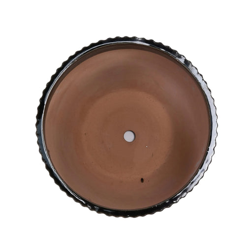 Set of 4 Fluted Ceramic Flowerpot, Modern Planter for Patio, Garden, Windowsill - Dark Coffee Default -DTYStore