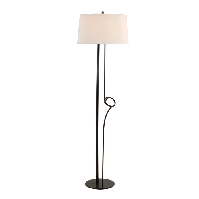 Shadow Contemporary Floor Lamp in Black Steel with White Linen Shade by LumiSource Default -DTYStore