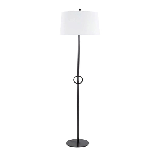 Shadow Contemporary Floor Lamp in Black Steel with White Linen Shade by LumiSource Default -DTYStore