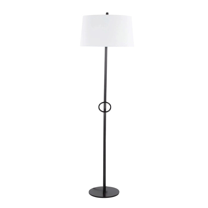 Shadow Contemporary Floor Lamp in Black Steel with White Linen Shade by LumiSource Default -DTYStore