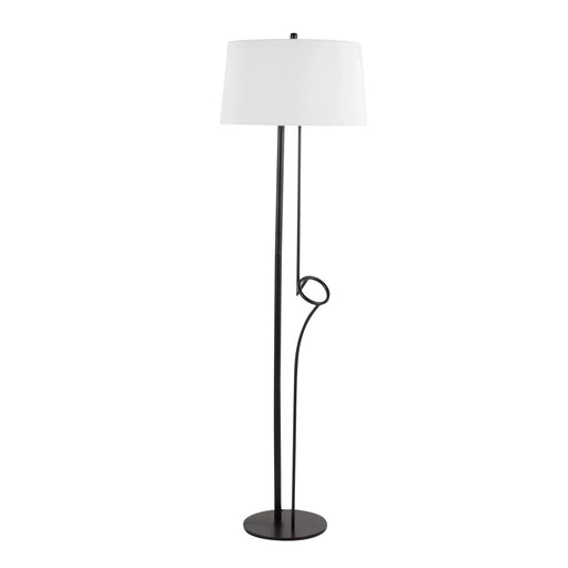 Shadow Contemporary Floor Lamp in Black Steel with White Linen Shade by LumiSource Default -DTYStore
