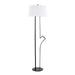 Shadow Contemporary Floor Lamp in Black Steel with White Linen Shade by LumiSource Default -DTYStore
