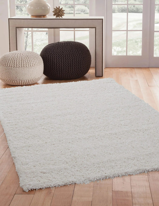 Shag White Area Rug 5x8 Default -DTYStore