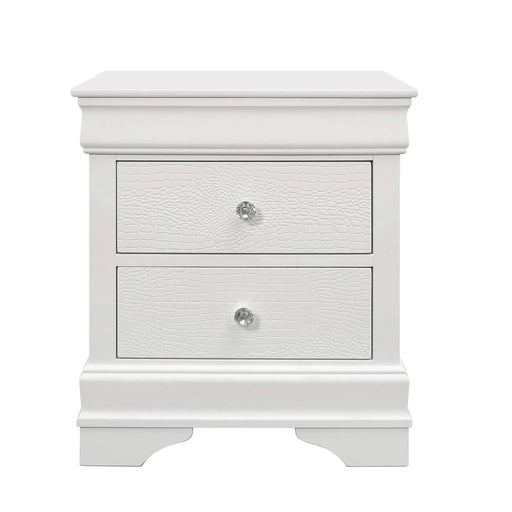 Shaker Style White Queen Bedroom Set with Crystal Inspired Tufted Headboard and LED Lighting Default -DTYStore