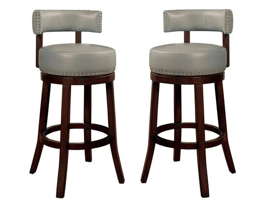 Sherly Set of 2 Bar stool 30' Swivel Stool Dark Oak Solid wood Dark Gray Leatherette Chairs Dining Room Default -DTYStore