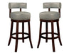 Sherly Set of 2 Bar stool 30' Swivel Stool Dark Oak Solid wood Dark Gray Leatherette Chairs Dining Room Default -DTYStore