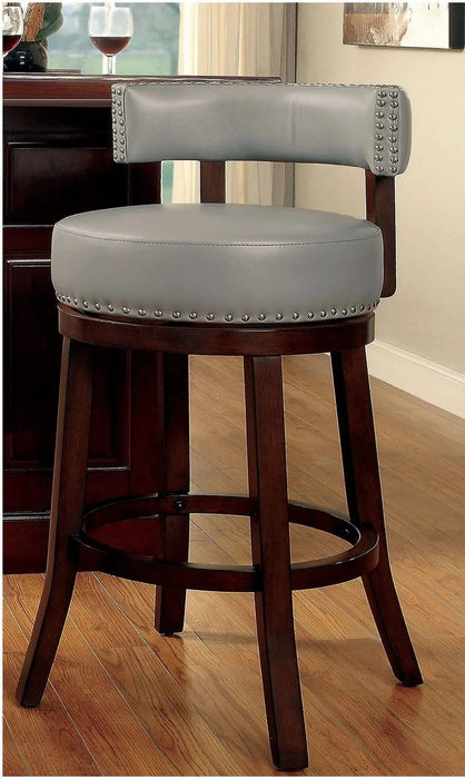 Sherly Set of 2 Bar stool 30' Swivel Stool Dark Oak Solid wood Dark Gray Leatherette Chairs Dining Room Default -DTYStore