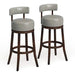 Sherly Set of 2 Bar stool 30' Swivel Stool Dark Oak Solid wood Dark Gray Leatherette Chairs Dining Room Default -DTYStore