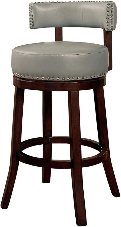 Sherly Set of 2 Bar stool 30' Swivel Stool Dark Oak Solid wood Dark Gray Leatherette Chairs Dining Room Default -DTYStore