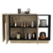 Sicilia Kitchen Island, Two External Shelves, Double Door Cabinets, Three Shelves -Black / Light Oak Default -DTYStore