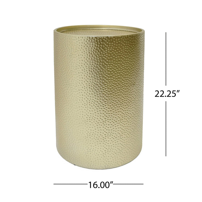 Side Table with Cylindrical Shape and Convenient Table Lip, Set of 2, Gold Default -DTYStore