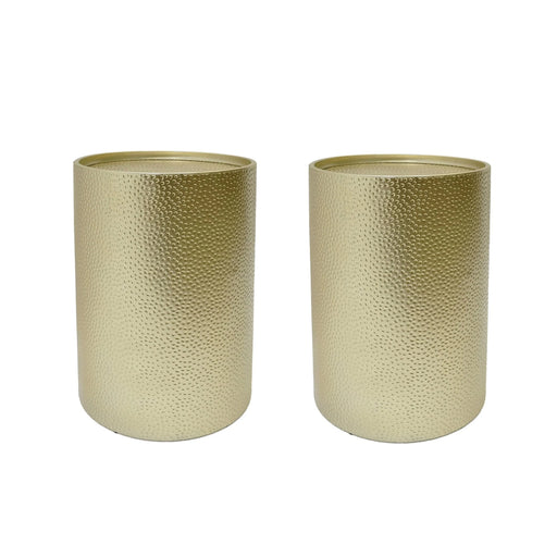 Side Table with Cylindrical Shape and Convenient Table Lip, Set of 2, Gold Default -DTYStore