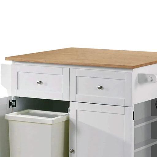 Silvain Transitional Natural Brown and White Kitchen Cart Default -DTYStore