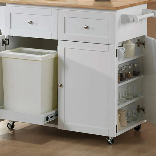 Silvain Transitional Natural Brown and White Kitchen Cart Default -DTYStore