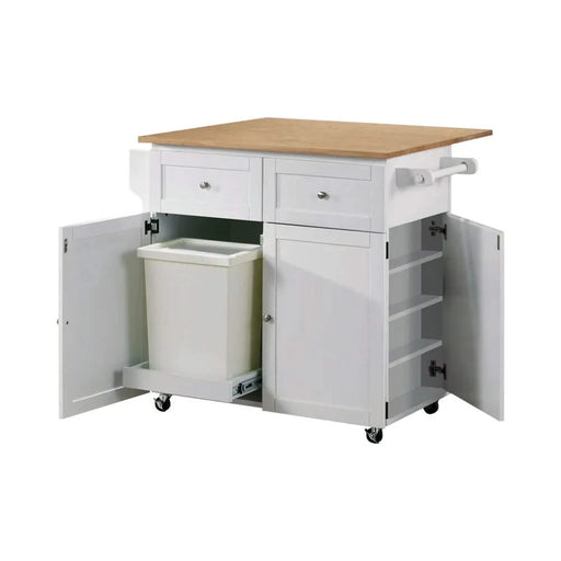 Silvain Transitional Natural Brown and White Kitchen Cart Default -DTYStore