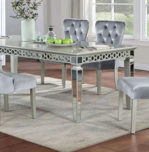 Silver Dining Table w Leaf Mirror Accent Design Contemporary 1pc Glam Table Dining Room Furniture Default -DTYStore