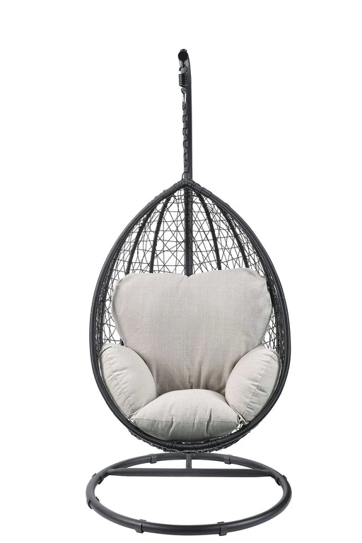 Simona Beige Fabric & Black Wicker Hanging Chair Default -DTYStore