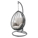 Simona Beige Fabric & Black Wicker Hanging Chair Default -DTYStore