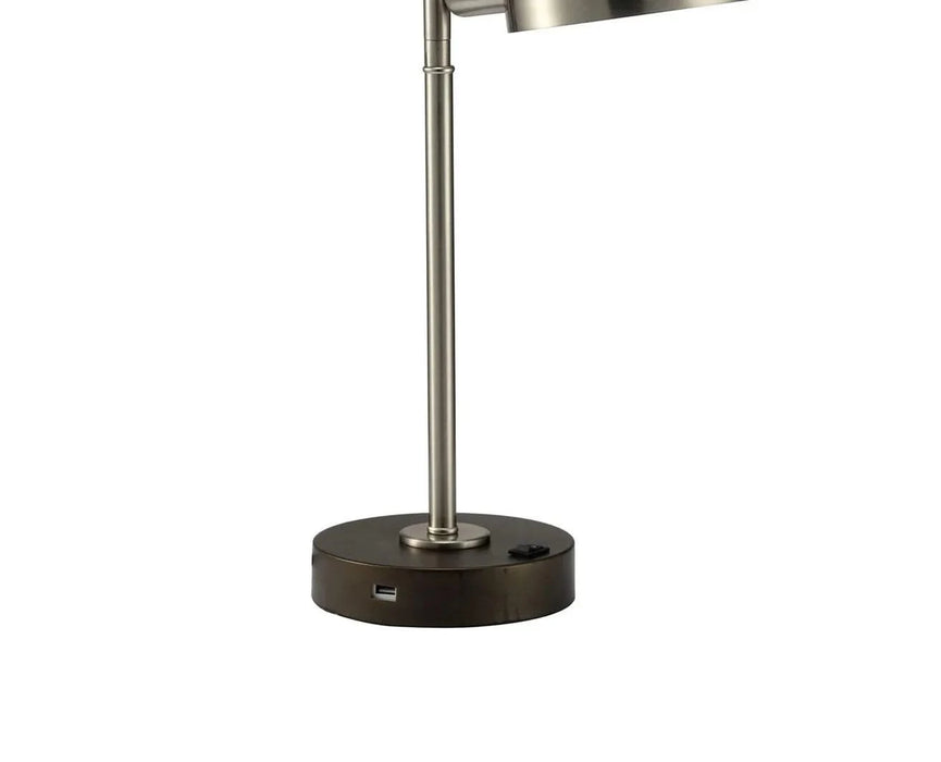 Simple Contemporary 1pc Table Lamp Stain Nickel Metal frame Adjustable Head Lamp Default -DTYStore