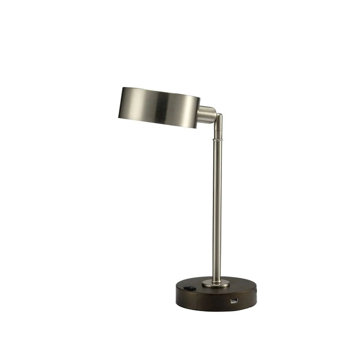 Simple Contemporary 1pc Table Lamp Stain Nickel Metal frame Adjustable Head Lamp Default -DTYStore