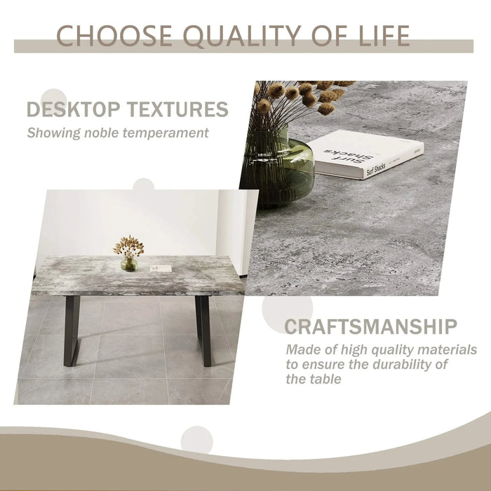 Simple and modern design, 6-person dining table, 62.9-inch rectangular MDF dining table, perfect for kitchen and dining rooms Default -DTYStore