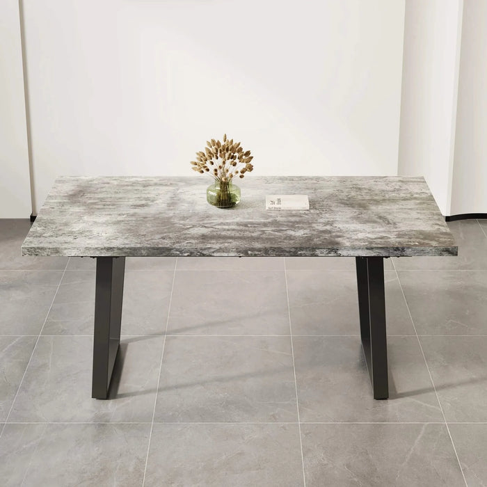 Simple and modern design, 6-person dining table, 62.9-inch rectangular MDF dining table, perfect for kitchen and dining rooms Default -DTYStore